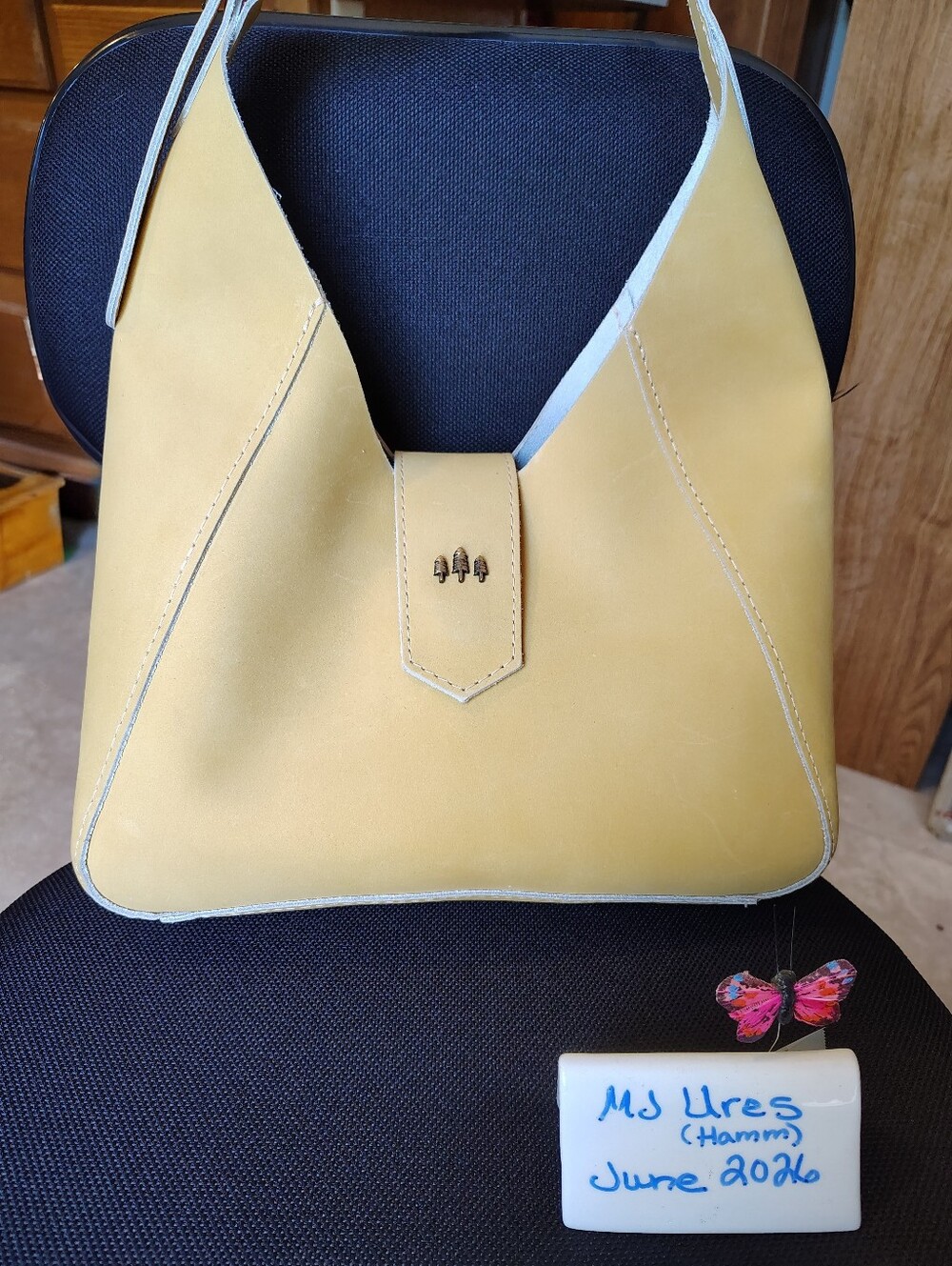 Yellow ( Banana Stand) Portland Leather Flora Shoulder Bag. - Picture 6 of 6